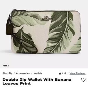 Coach Double Zip Wallet With Banana Leaves Print